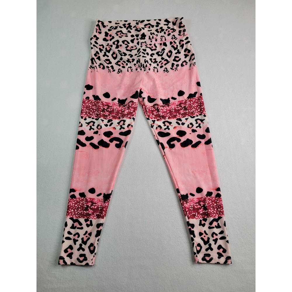 Womens Pink Leopard Print High Rise Leggings Animal Pattern Plus Size‎ 1X